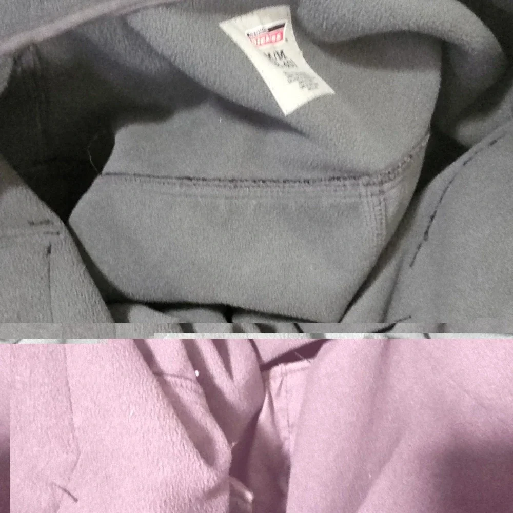 Dickies Hooded Jacket Gray Plaid Fleece Lined Flannel Hooded Snap Mens Medium